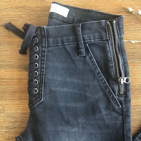 GAP Mid Rise Motto Skinny Jeans w Lace Up Detail - Picture 2 of 8